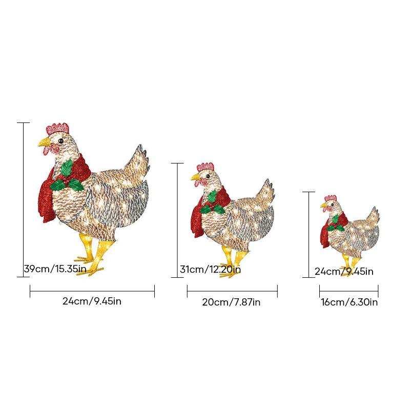 Gallina luminosa con sciarpa Decorazione natalizia