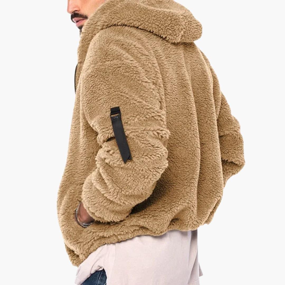 Giacca in pile da uomo con cappuccio e cerniera
