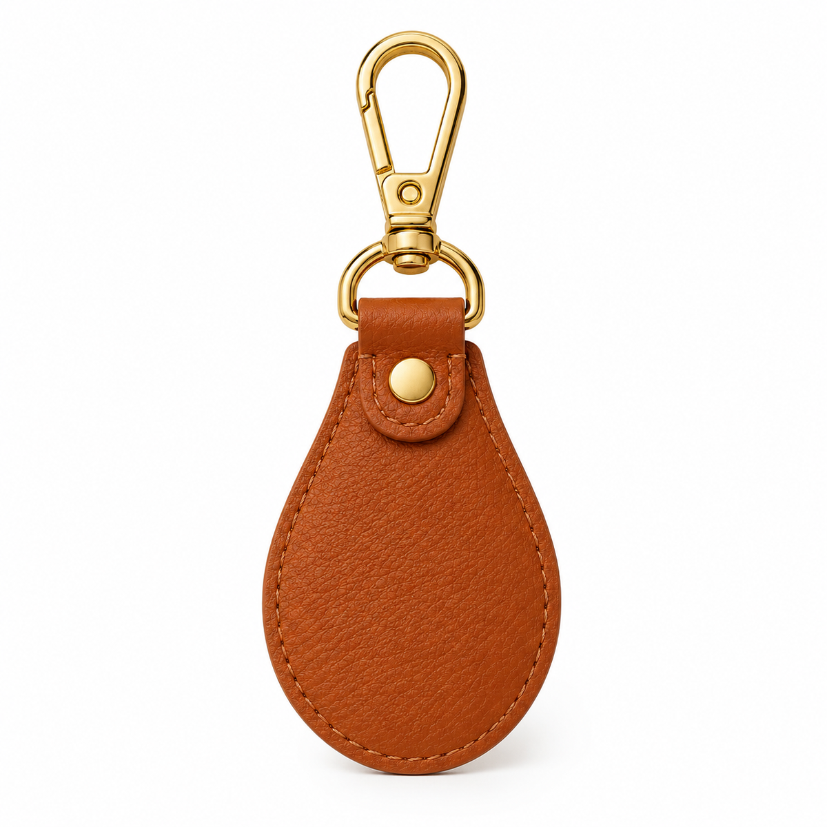 Portachiavi in pelle color cuoio con moschettone dorato