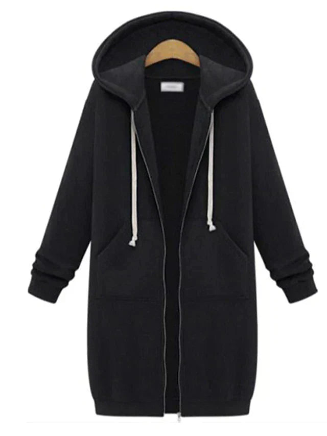 Felpa con cappuccio con zip da donna calda e accogliente - Linea lunga, per le giornate fredde