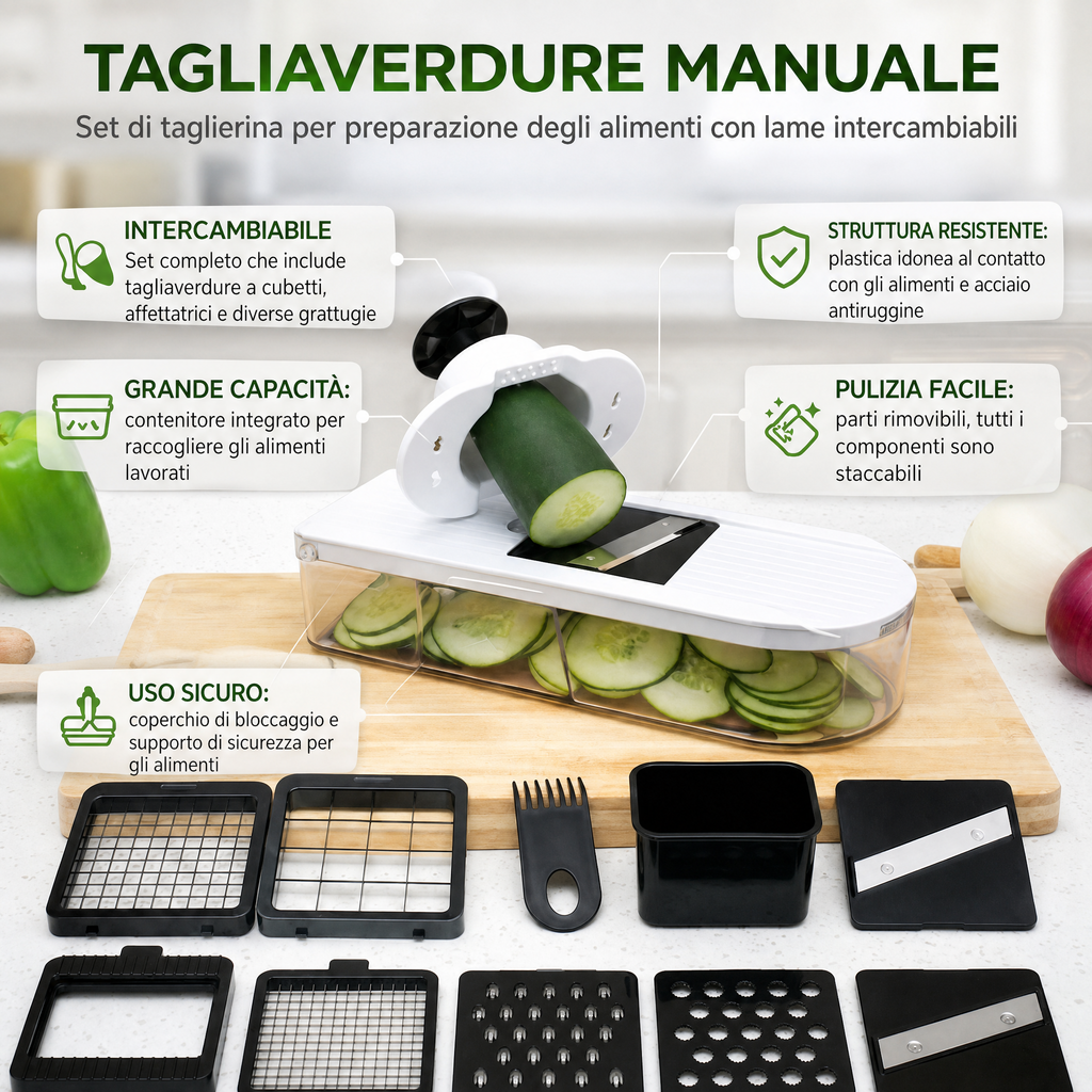 Set tritatutto manuale per alimenti e verdure