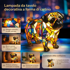 Lampada da tavolo decorativa con statuetta di cane in resina