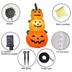 Pila di zucche gonfiabili di Halloween da 1,1 m con luci rotanti a LED | Decorazione del cortile esterno