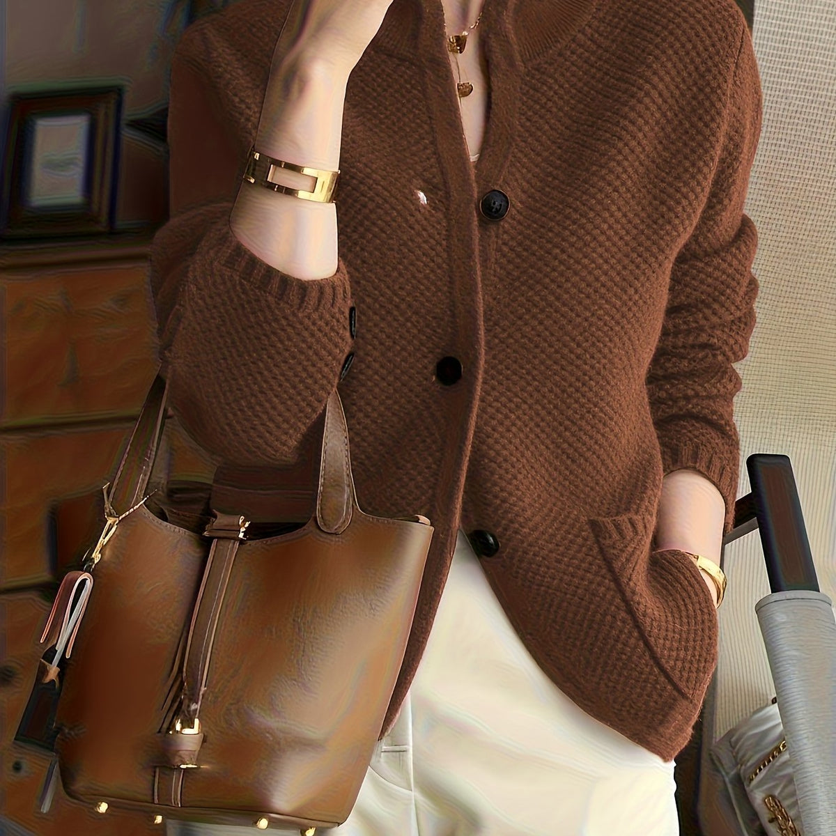 Dames Gebreide Sweater Met Opstaande Kraag | Comfortabel En Tijdloos