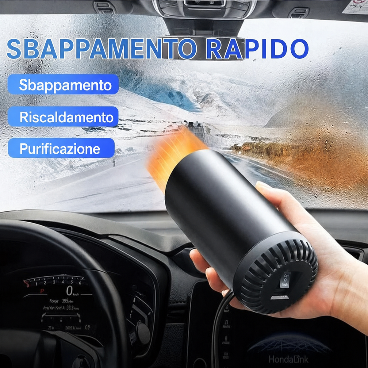 Riscaldatore auto sbrinatore con rapido riscaldamento nel portabicchieri