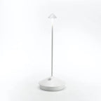 Lampada da tavolo LED senza fili bianca e dorata dal design moderno per soggiorno o terrazza