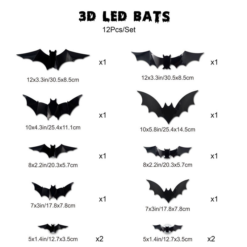 Decorazione da parete a LED pipistrello 3D | Rendi la tua casa il palcoscenico di Halloween più spettrale con illusioni volanti realistiche!