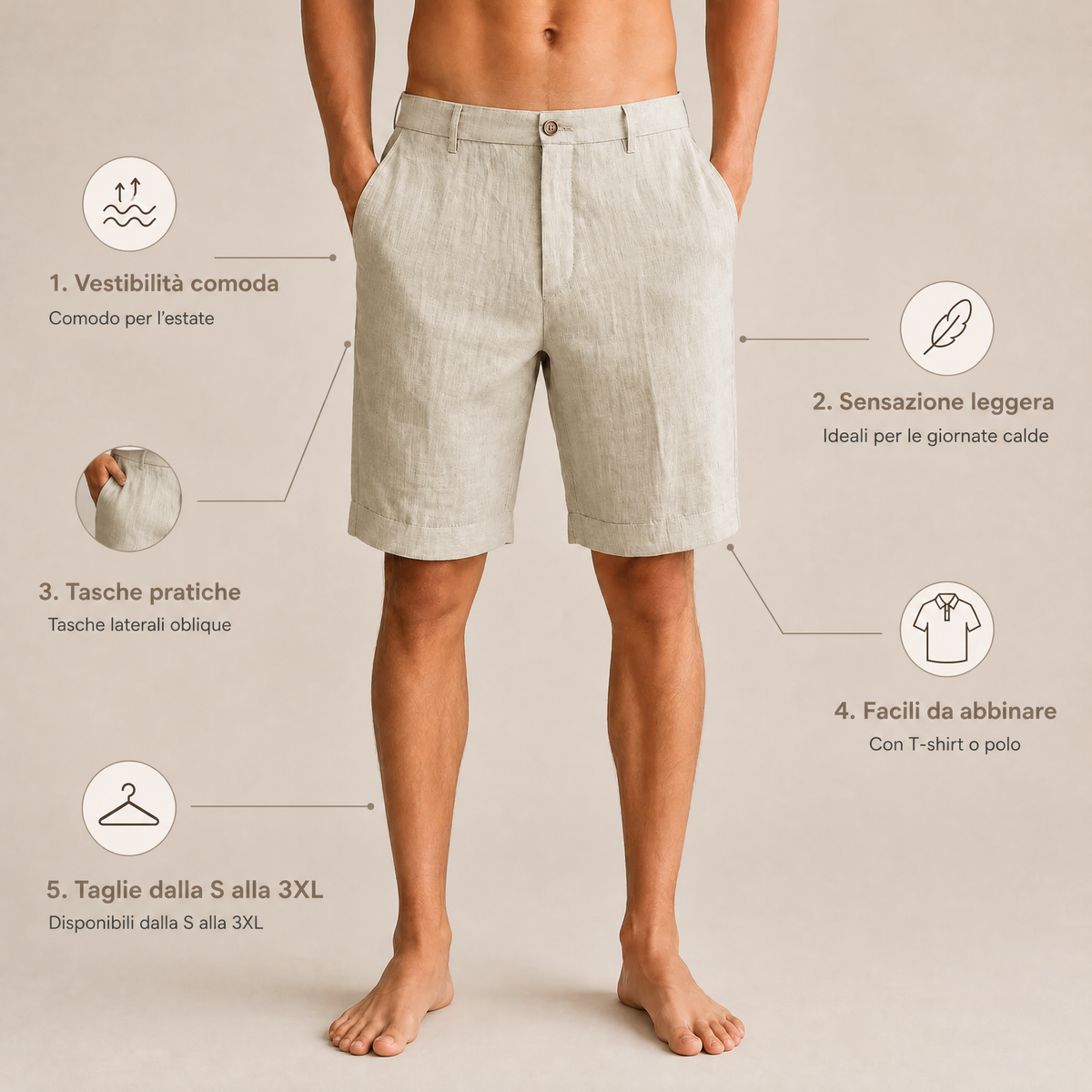 Pantaloncini estivi da uomo da spiaggia | Casual estivo