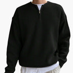 Maglione lavorato a maglia da uomo con righe, mezza zip e maniche lunghe