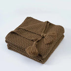 Coperta in lana lavorata a maglia NordiWrap con frange | Design nordico | Accogliente ed elegante | Perfetto per la casa