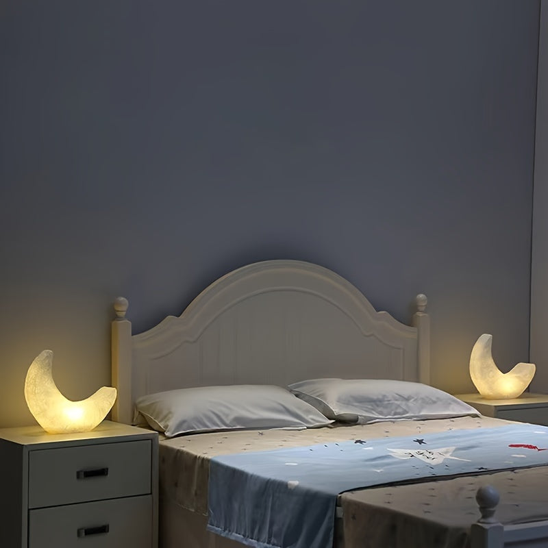 Lampada da notte a mezzaluna in stile Art Déco | Alimentato a batteria con interruttore