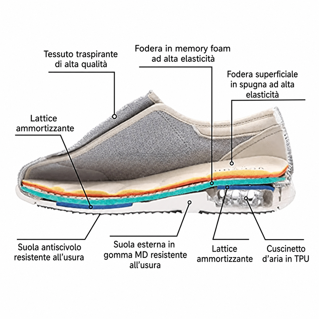 Scarpe diabetiche extra larghe con memory foam - Antipressione e confortevoli