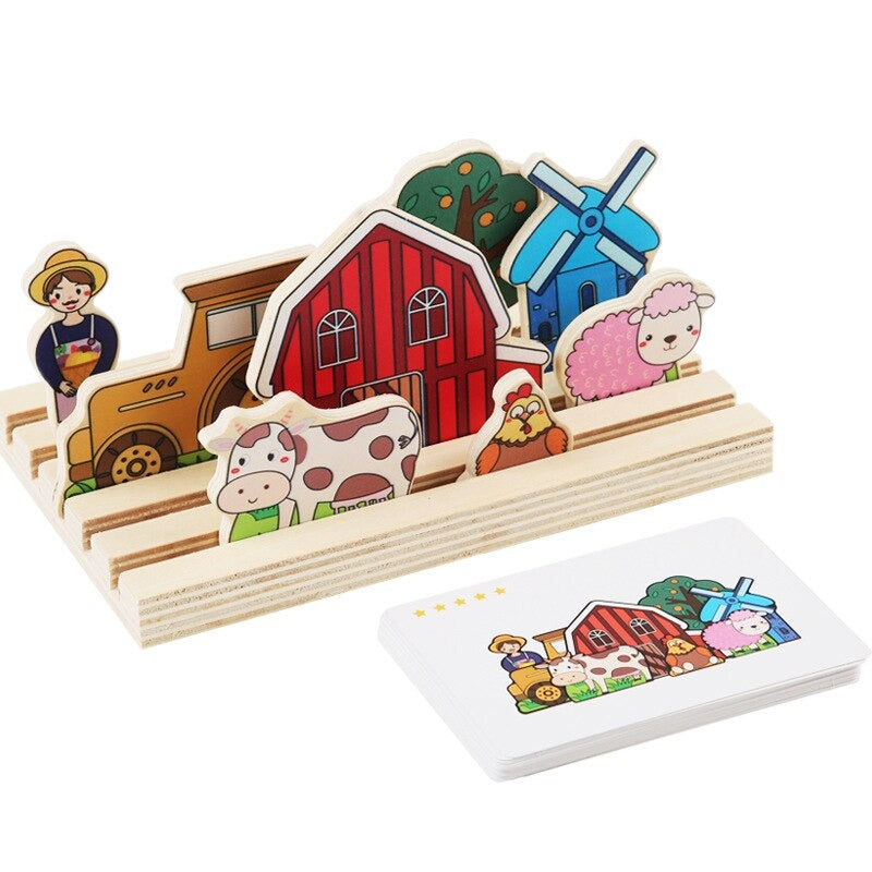 Puzzle 3D creativo in legno | Gioco di combinazioni da favola
