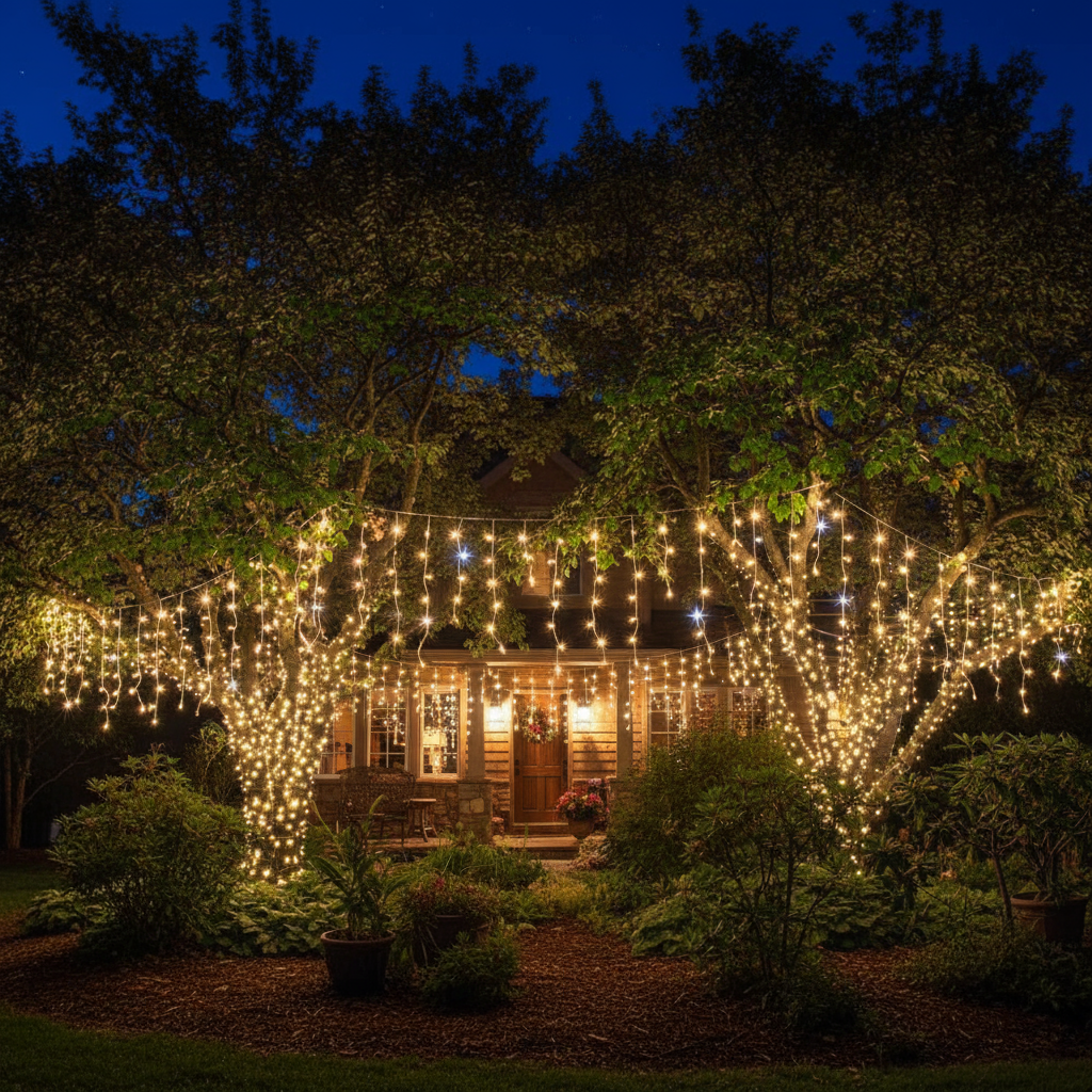 Tenda luminosa festosa | Illuminazione natalizia per esterni