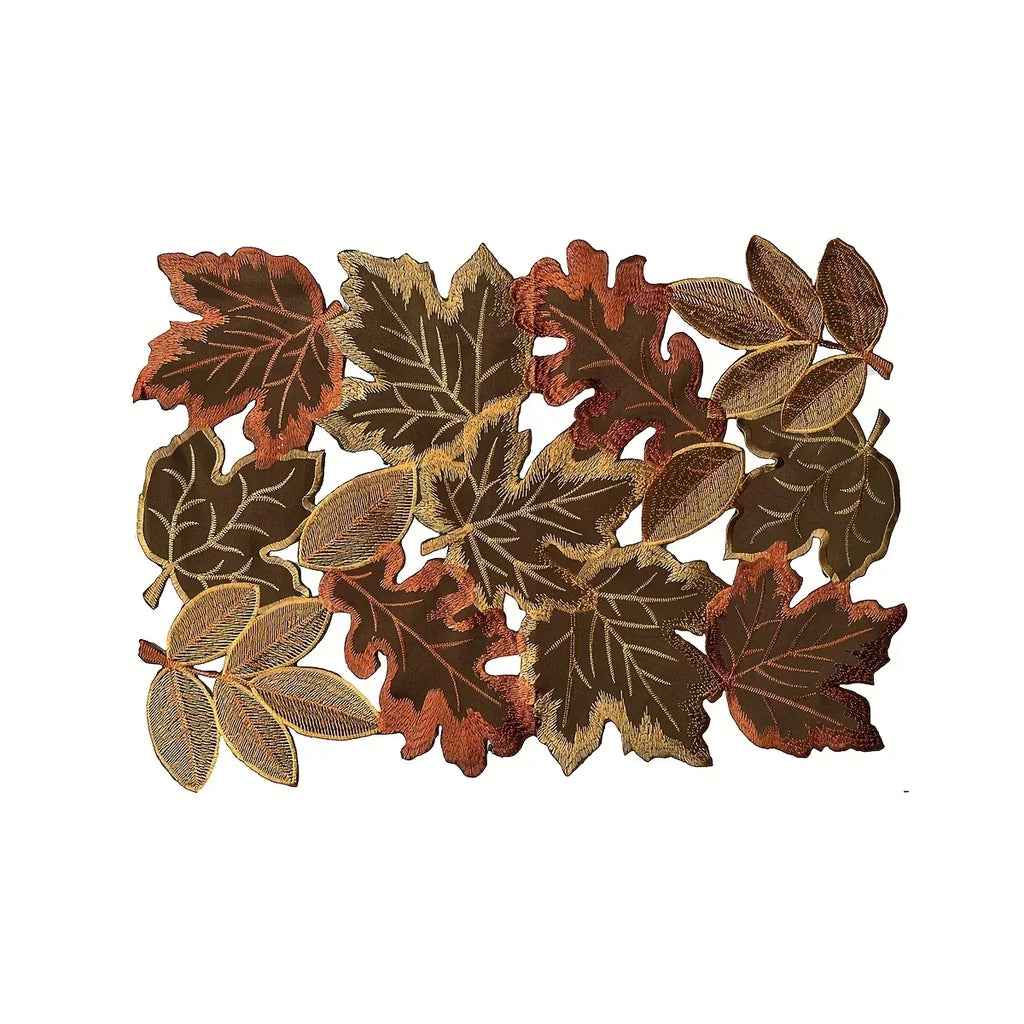 Runner da tavolo HarvestLeaf | Design foglia d'acero ricamato | Decorazioni autunnali in stile country