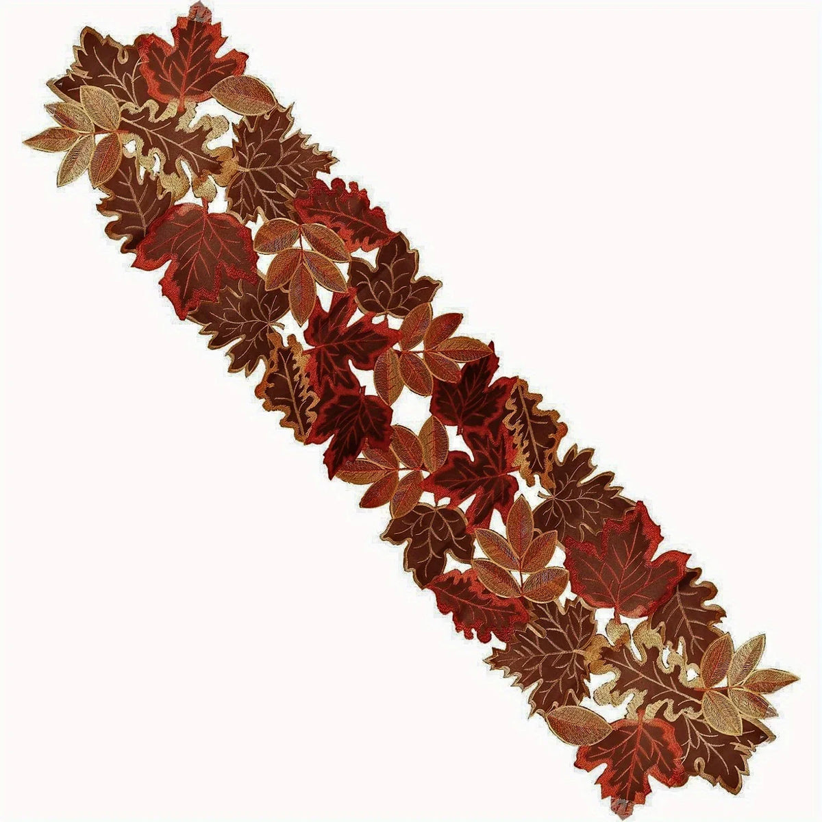 Runner da tavolo HarvestLeaf | Design foglia d'acero ricamato | Decorazioni autunnali in stile country