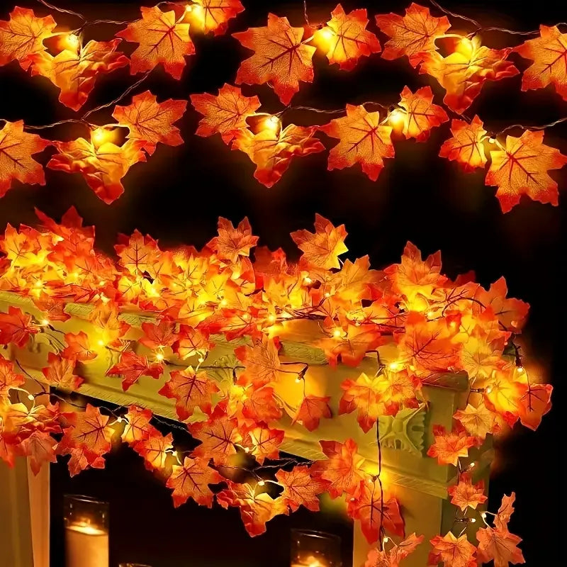 Luci a stringa LED foglia d'acero | Decorazione autunnale