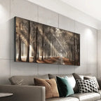 Autunno Sole Foresta Wall Art Fine Art Stampa su tela Immagine di paesaggio naturale per soggiorno Sala da pranzo Decorazione per la casa scandinava