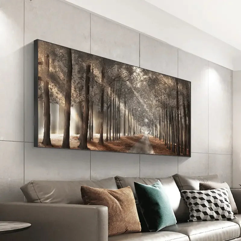 Autunno Sole Foresta Wall Art Fine Art Stampa su tela Immagine di paesaggio naturale per soggiorno Sala da pranzo Decorazione per la casa scandinava