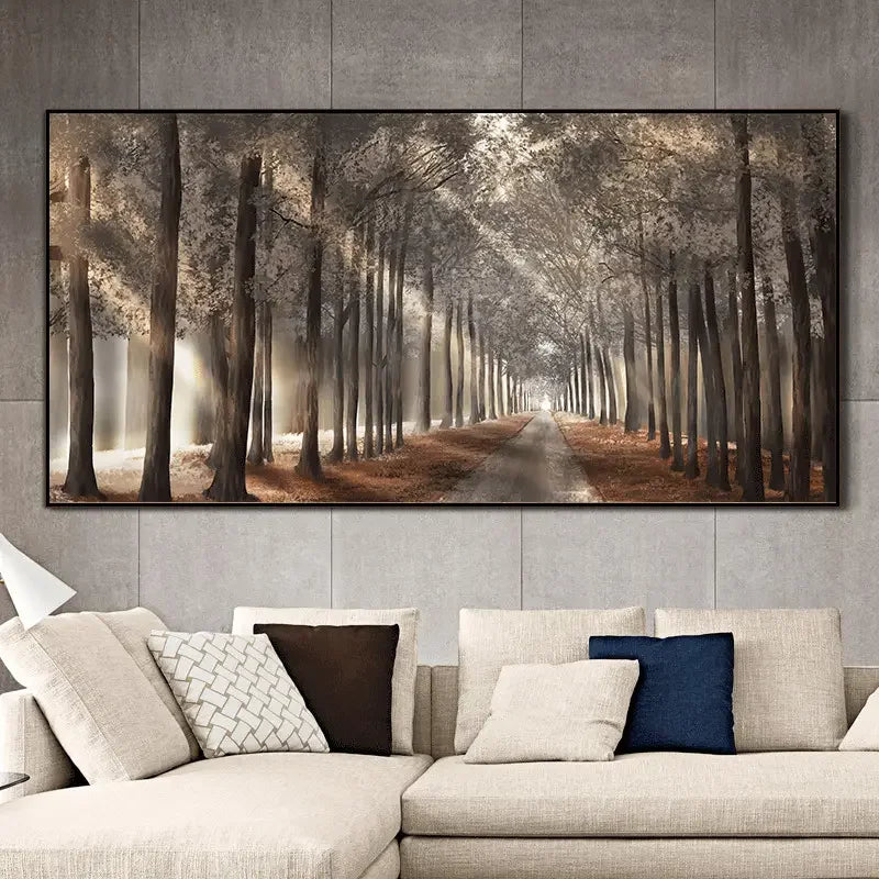 Autunno Sole Foresta Wall Art Fine Art Stampa su tela Immagine di paesaggio naturale per soggiorno Sala da pranzo Decorazione per la casa scandinava