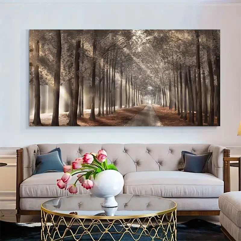 Autunno Sole Foresta Wall Art Fine Art Stampa su tela Immagine di paesaggio naturale per soggiorno Sala da pranzo Decorazione per la casa scandinava