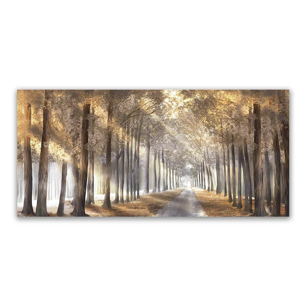 Autunno Sole Foresta Wall Art Fine Art Stampa su tela Immagine di paesaggio naturale per soggiorno Sala da pranzo Decorazione per la casa scandinava