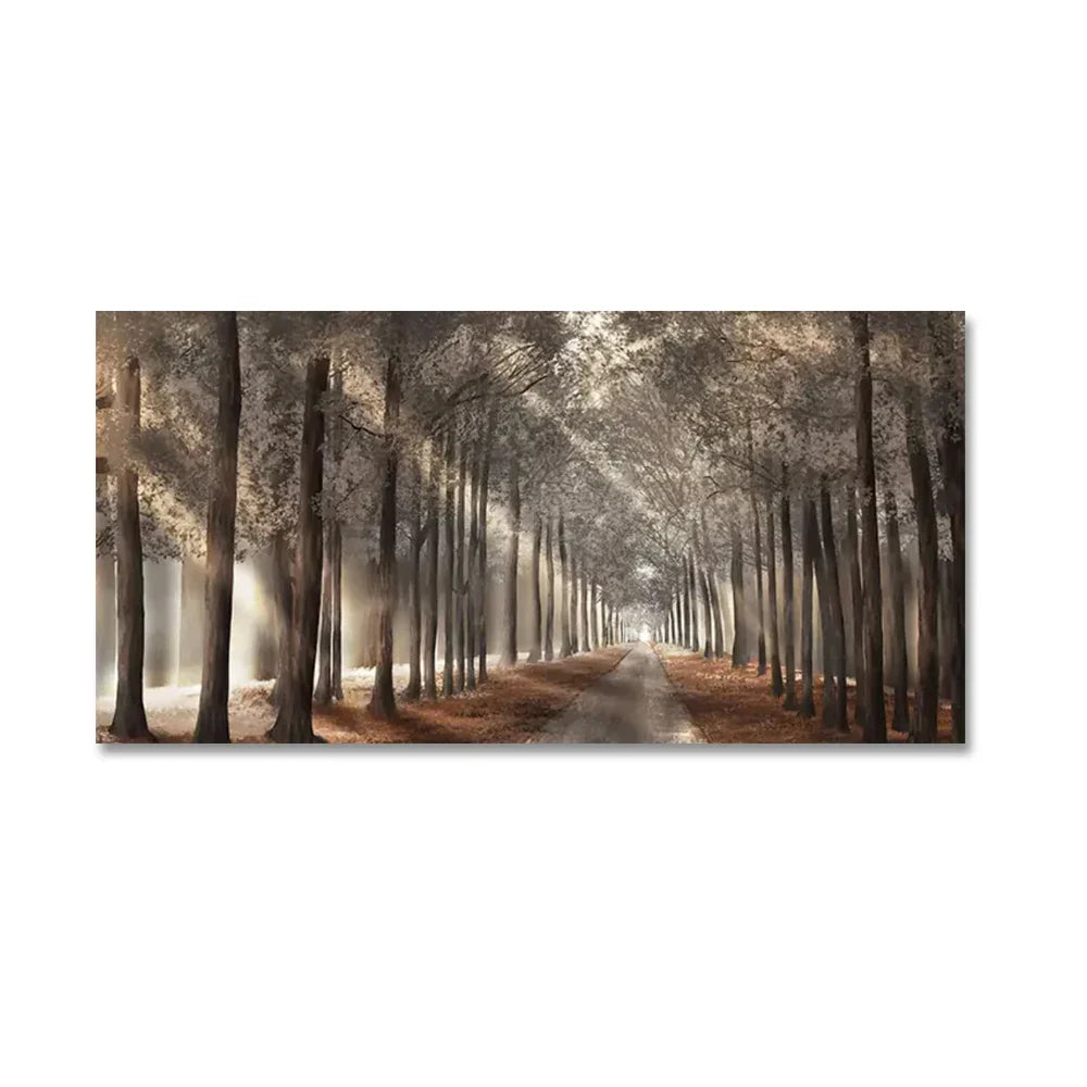 Autunno Sole Foresta Wall Art Fine Art Stampa su tela Immagine di paesaggio naturale per soggiorno Sala da pranzo Decorazione per la casa scandinava