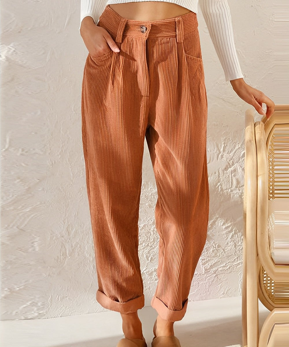 Pantaloni di velluto a coste da donna traspiranti | taglio dritto, materiale leggero, da indossare tutti i giorni