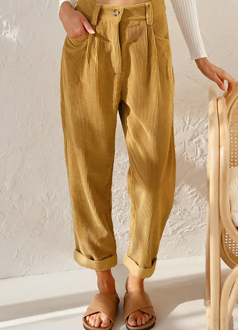 Pantaloni di velluto a coste da donna traspiranti | taglio dritto, materiale leggero, da indossare tutti i giorni