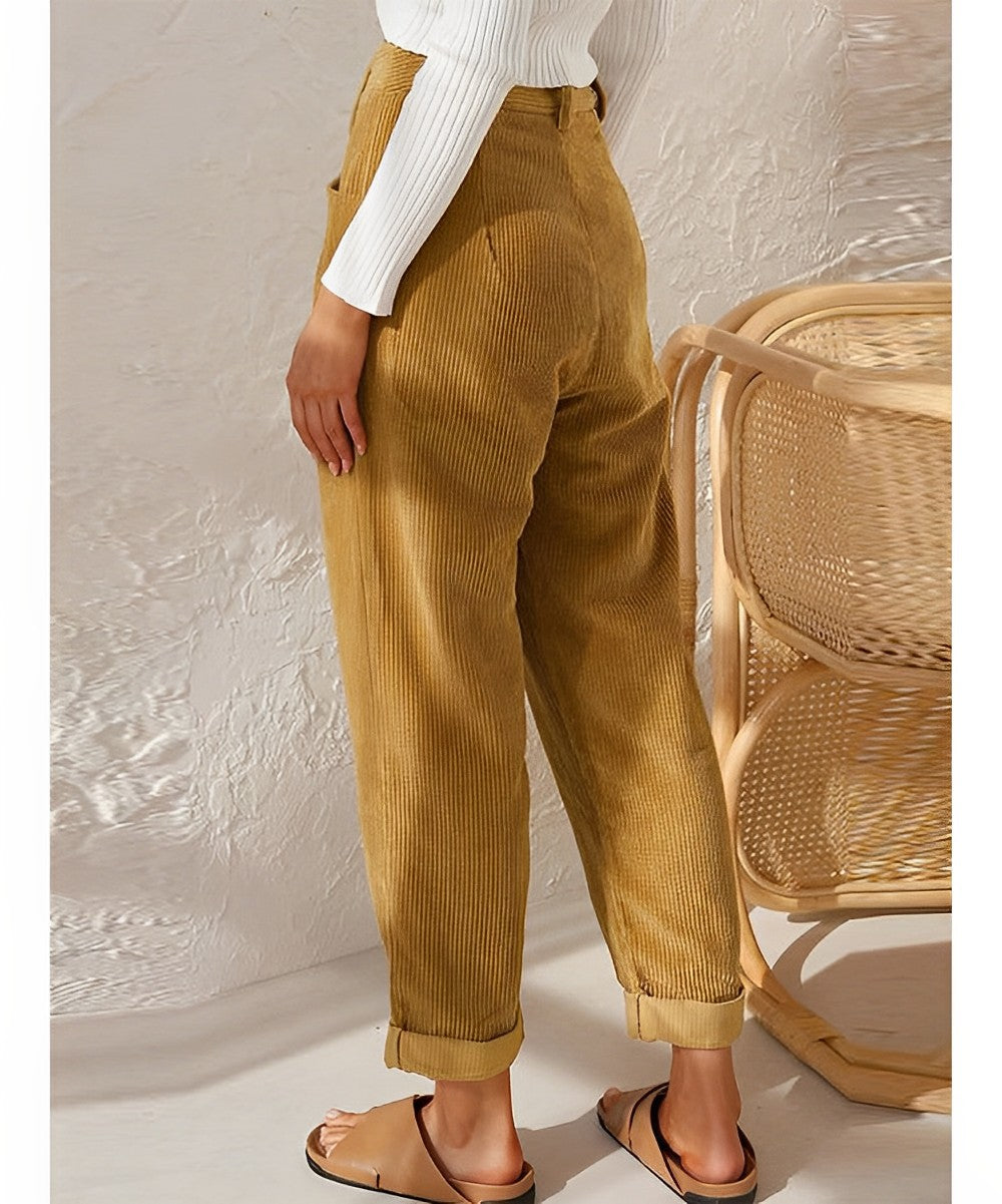 Pantaloni di velluto a coste da donna traspiranti | taglio dritto, materiale leggero, da indossare tutti i giorni