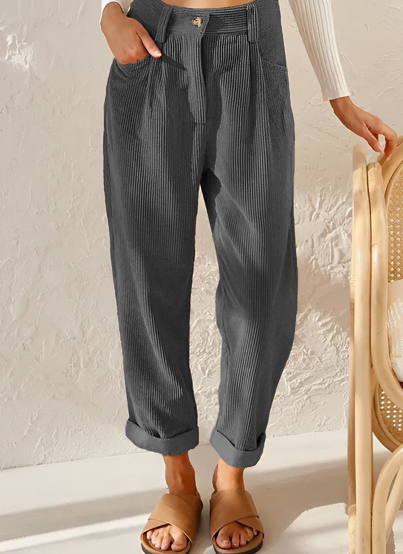 Pantaloni di velluto a coste da donna traspiranti | taglio dritto, materiale leggero, da indossare tutti i giorni