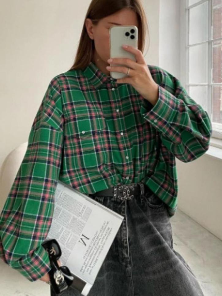 Camicia oversize in flanella da donna traspirante | vestibilità comoda, cotone morbido, da indossare tutti i giorni