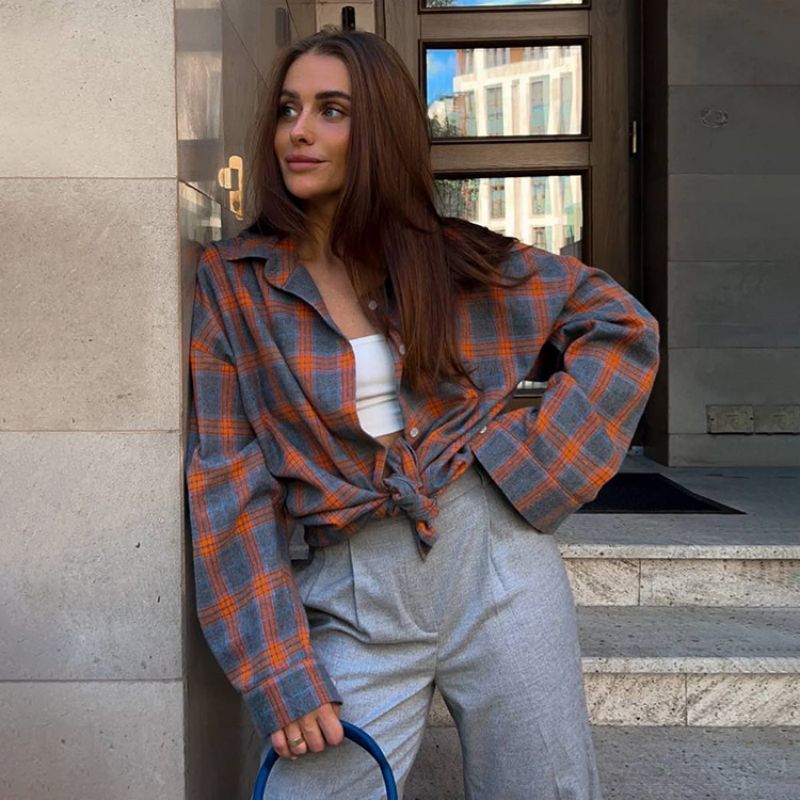 Camicia oversize in flanella da donna traspirante | vestibilità comoda, cotone morbido, da indossare tutti i giorni