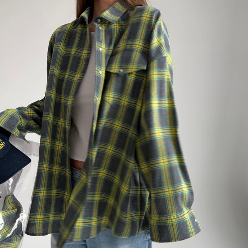 Camicia oversize in flanella da donna traspirante | vestibilità comoda, cotone morbido, da indossare tutti i giorni