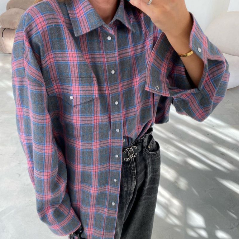 Camicia oversize in flanella da donna traspirante | vestibilità comoda, cotone morbido, da indossare tutti i giorni