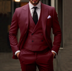 Abito a tre pezzi in lana italiana | Design gilet doppio petto