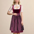 Abito Dirndl tradizionale | Velluto bordeaux con dettagli in pizzo