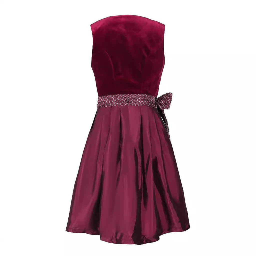 Abito Dirndl tradizionale | Velluto bordeaux con dettagli in pizzo