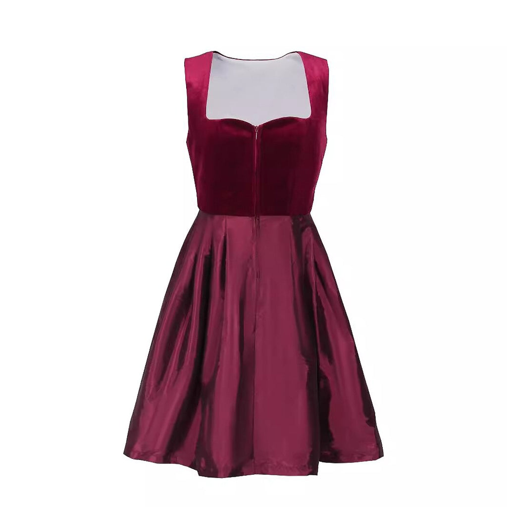 Abito Dirndl tradizionale | Velluto bordeaux con dettagli in pizzo