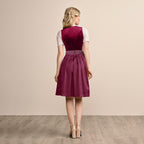 Abito Dirndl tradizionale | Velluto bordeaux con dettagli in pizzo
