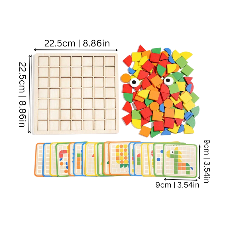 BlockMaster - Puzzle creativo in legno con mosaico per bambini