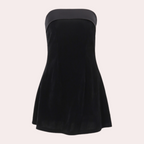 Miniabito in velluto senza spalline | Design strutturato a linea A
