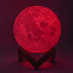 Lampada Luna 3D con Base in Legno