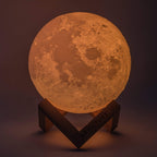 Lampada Luna 3D con Base in Legno