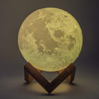 Lampada Luna 3D con Base in Legno