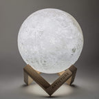 Lampada Luna 3D con Base in Legno