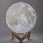 Lampada Luna 3D con Base in Legno