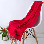 Sciarpa in cashmere | Involucro invernale con morbide frange nere
