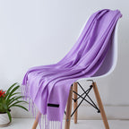 Sciarpa in cashmere | Involucro invernale con morbide frange nere