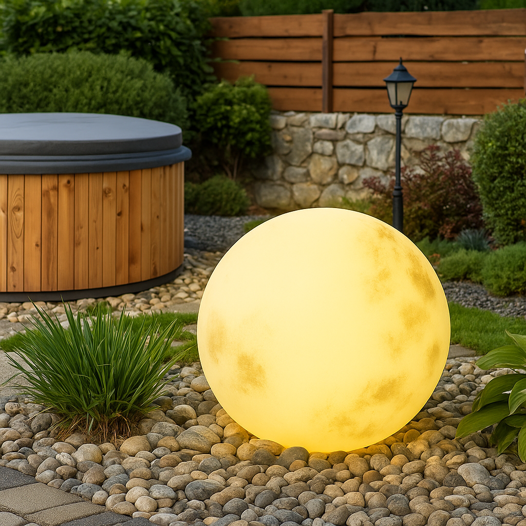 Lampada da giardino ad energia solare con design lunare